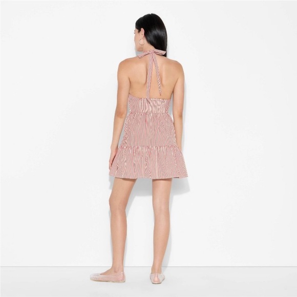 Wild Fable Red and White Striped Halter Dress - Picture 2 of 7